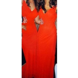 {Beyond Jovani} red embellished bridesmaid gown